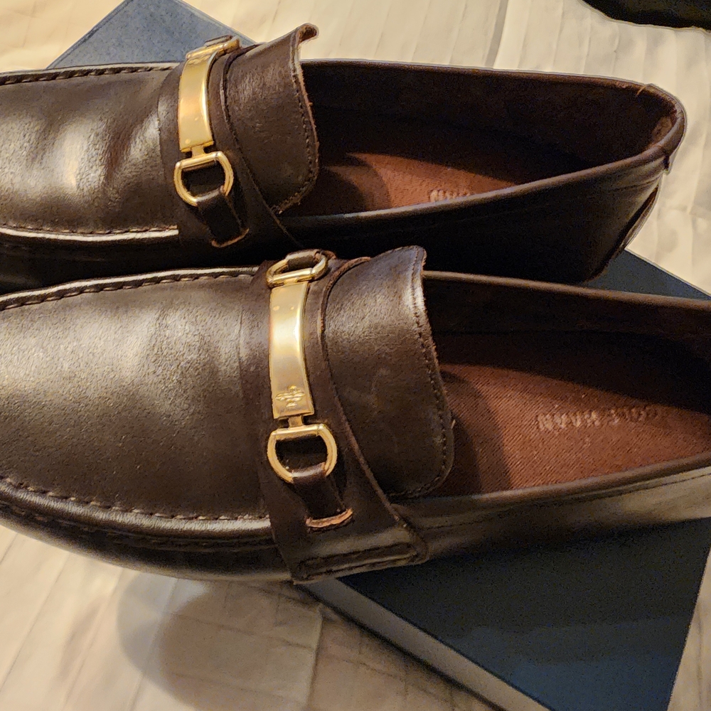 Cole Haan Brown Gold Leather Loafers